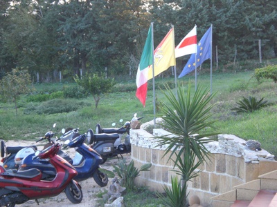 Motor scooters of the German guests.
